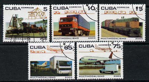 Cuba 2003 Transport set of 5 fine cto used SG 4653-58, stamps on transport, stamps on trucks, stamps on aviation, stamps on ships, stamps on railways