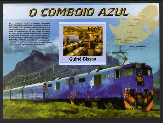 Guinea - Bissau 2013 Blue Train #1 imperf m/sheet unmounted mint. Note this item is privately produced and is offered purely on its thematic appeal, stamps on railways