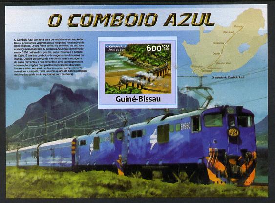 Guinea - Bissau 2013 Blue Train #3 imperf m/sheet unmounted mint. Note this item is privately produced and is offered purely on its thematic appeal, stamps on , stamps on  stamps on railways