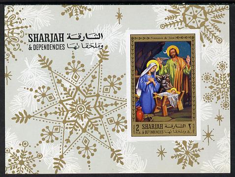 Sharjah 1970 Life of Christ #1 imperf m/sheet (Nativity) Mi BL 77B unmounted mint, stamps on religion