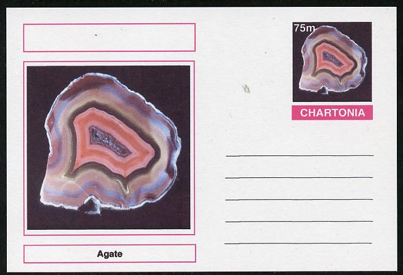 Chartonia (Fantasy) Minerals - Agate postal stationery card unused and fine, stamps on minerals