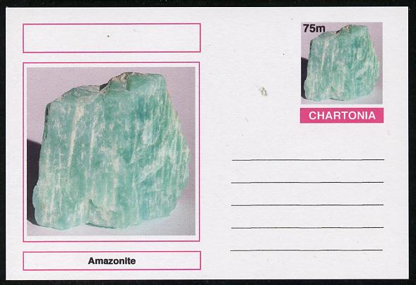 Chartonia (Fantasy) Minerals - Amazonite postal stationery card unused and fine, stamps on minerals