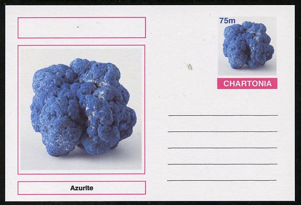 Chartonia (Fantasy) Minerals - Azurite postal stationery card unused and fine, stamps on , stamps on  stamps on minerals