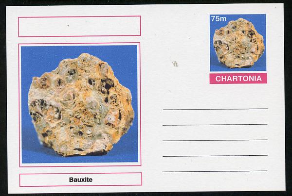 Chartonia (Fantasy) Minerals - Bauxite postal stationery card unused and fine, stamps on , stamps on  stamps on minerals