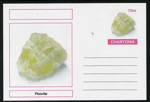 Chartonia (Fantasy) Minerals - Fluorite postal stationery card unused and fine, stamps on minerals