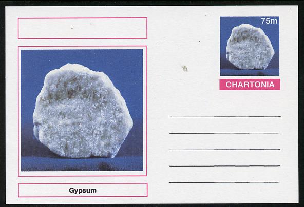 Chartonia (Fantasy) Minerals - Gypsum postal stationery card unused and fine, stamps on , stamps on  stamps on minerals