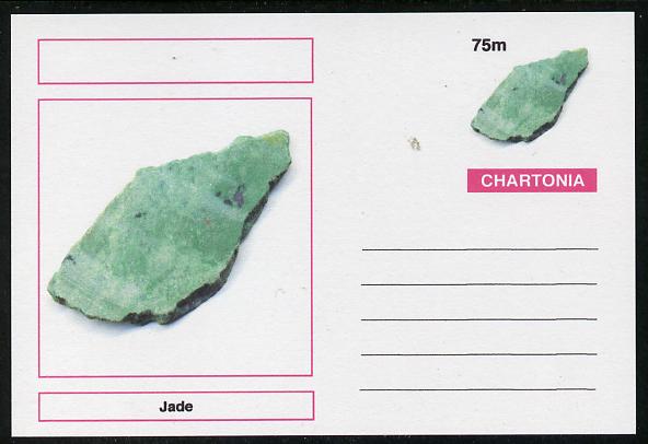 Chartonia (Fantasy) Minerals - Jade postal stationery card unused and fine, stamps on minerals