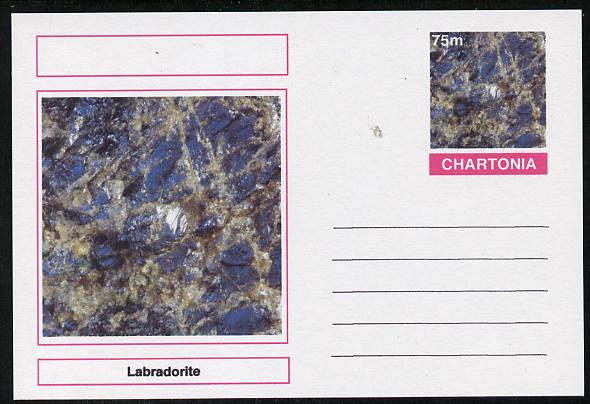 Chartonia (Fantasy) Minerals - Labradorite postal stationery card unused and fine, stamps on , stamps on  stamps on minerals