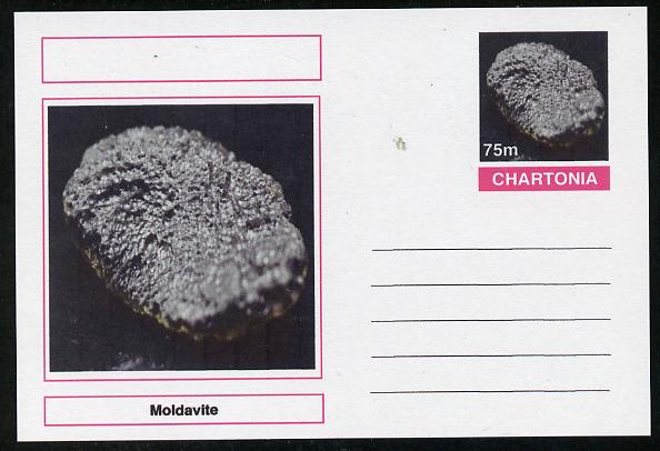 Chartonia (Fantasy) Minerals - Moldavite postal stationery card unused and fine, stamps on minerals