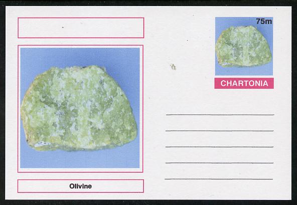 Chartonia (Fantasy) Minerals - Olivine postal stationery card unused and fine, stamps on minerals