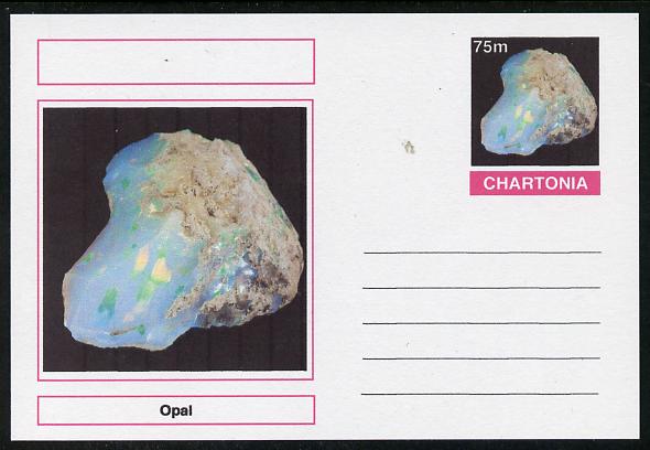 Chartonia (Fantasy) Minerals - Opal postal stationery card unused and fine, stamps on minerals