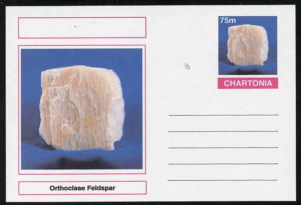 Chartonia (Fantasy) Minerals - Orthoclase Feldspar postal stationery card unused and fine, stamps on , stamps on  stamps on minerals