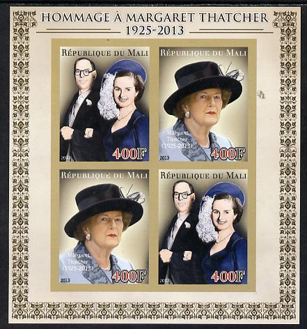 Mali 2013 Tribute to Margaret Thatcher imperf sheetlet containing 4 values unmounted mint, stamps on , stamps on  stamps on personalities, stamps on  stamps on constitutions, stamps on  stamps on women, stamps on  stamps on 