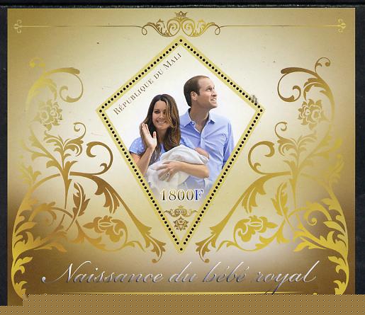 Mali 2013 Birth of Royal Baby (George) perf s/sheet containing Diamond Shaped value unmounted mint, stamps on royalty, stamps on william, stamps on kate, stamps on george, stamps on diamond, stamps on shaped