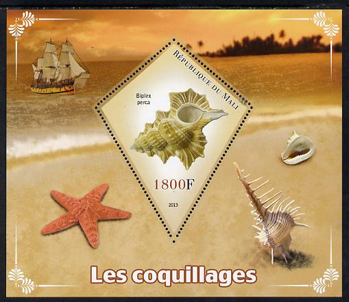 Mali 2013 Shells perf s/sheet containing one diamond shaped value unmounted mint, stamps on shells, stamps on marine life