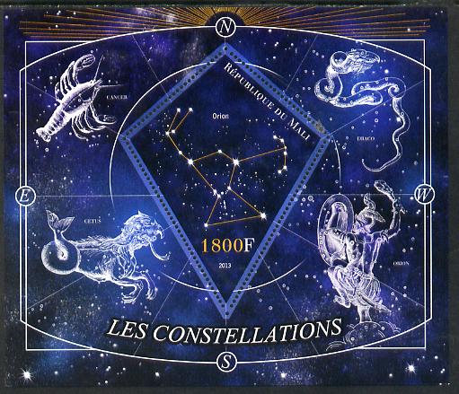 Mali 2013 Constellations perf s/sheet containing one diamond shaped value unmounted mint, stamps on , stamps on  stamps on space, stamps on  stamps on astronomy, stamps on  stamps on astrology