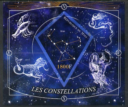 Mali 2013 Constellations imperf s/sheet containing one diamond shaped value unmounted mint, stamps on space, stamps on astronomy, stamps on astrology