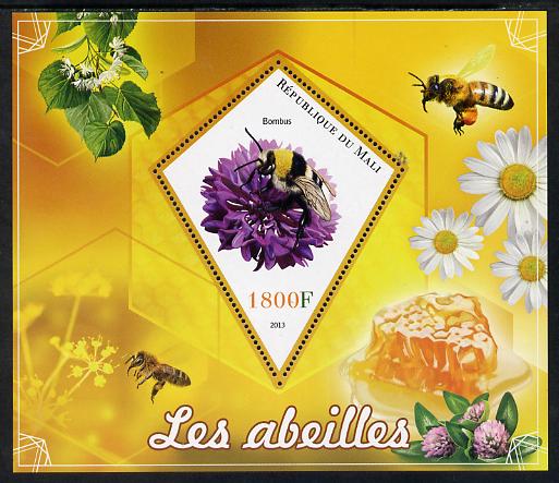 Mali 2013 Bees perf s/sheet containing one diamond shaped value unmounted mint, stamps on , stamps on  stamps on insects, stamps on  stamps on bees, stamps on  stamps on honey, stamps on  stamps on food