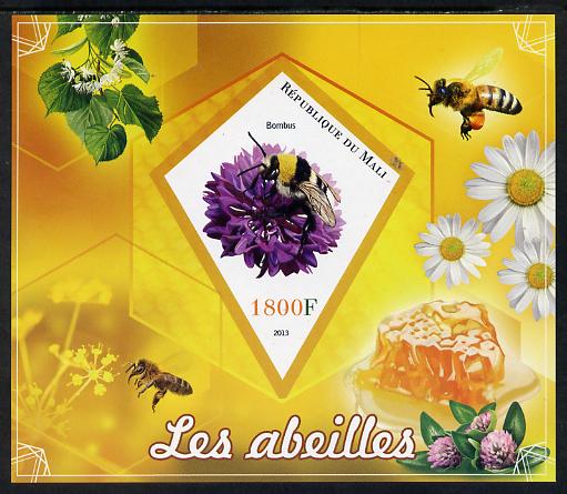 Mali 2013 Bees imperf s/sheet containing one diamond shaped value unmounted mint, stamps on insects, stamps on bees, stamps on honey, stamps on food