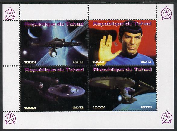 Chad 2013 Star Trek #3 perf sheetlet containing 4 vals unmounted mint. Note this item is privately produced and is offered purely on its thematic appeal. , stamps on , stamps on  stamps on sci-fi, stamps on  stamps on films, stamps on  stamps on  tv , stamps on  stamps on films, stamps on  stamps on cinema, stamps on  stamps on movies