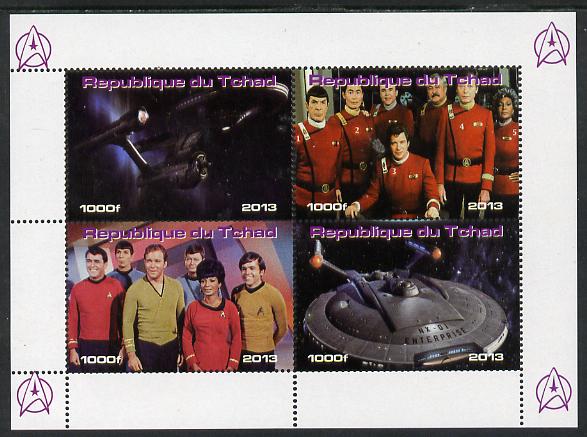 Chad 2013 Star Trek #4 perf sheetlet containing 4 vals unmounted mint. Note this item is privately produced and is offered purely on its thematic appeal. , stamps on , stamps on  stamps on sci-fi, stamps on  stamps on films, stamps on  stamps on  tv , stamps on  stamps on films, stamps on  stamps on cinema, stamps on  stamps on movies