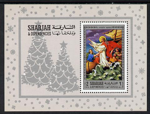 Sharjah 1971 Life of Christ  #3 perf m/sheet (Walking on Water) Mi BL 79A unmounted mint, stamps on , stamps on  stamps on religion