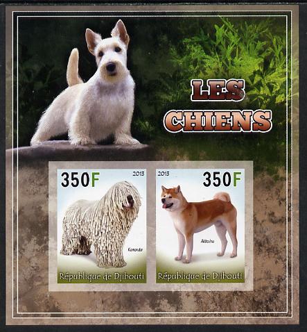 Djibouti 2013 Dogs #4 imperf sheetlet containing 2 values unmounted mint, stamps on dogs
