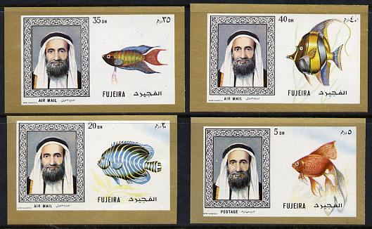 Fujeira 1971 Fish imperf set of 4 from Fish & Flowers set unmounted mint, Mi 654-57B (as SG 194-97), stamps on fish     marine-life
