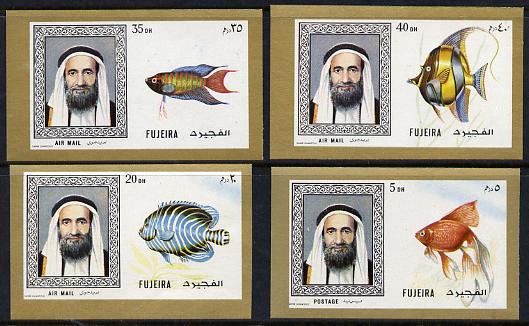 Fujeira 1971 Fish imperf set of 4 from Fish & Flowers set unmounted mint, Mi 654-57B (as SG 194-97), stamps on , stamps on  stamps on fish     marine-life