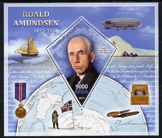 Madagascar 2013 Roald Amundsen perf deluxe sheet containing one diamond shaped value unmounted mint, stamps on , stamps on  stamps on personalities, stamps on  stamps on explorers, stamps on  stamps on polar, stamps on  stamps on shaped, stamps on  stamps on diamond