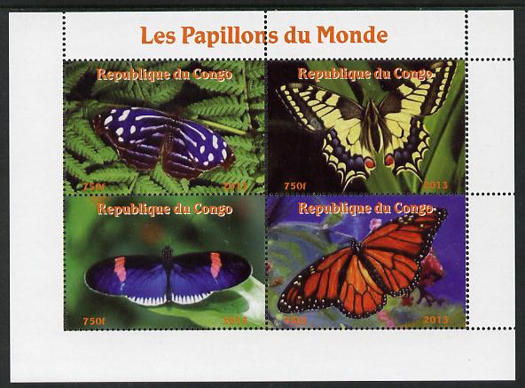 Congo 2013 Butterflies of the World #3 perf sheetlet containing four values unmounted mint. Note this item is privately produced and is offered purely on its thematic appeal, stamps on butterflies