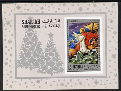 Sharjah 1971 Life of Christ #3 imperf m/sheet (Walking on Water) Mi BL 79B unmounted mint, stamps on , stamps on  stamps on religion