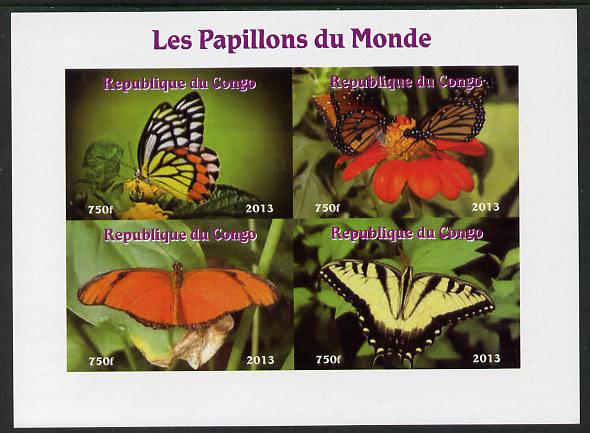 Congo 2013 Butterflies of the World #6 imperf sheetlet containing four values unmounted mint. Note this item is privately produced and is offered purely on its thematic appeal