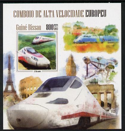 Guinea - Bissau 2013 European High Speed Trains #3 imperf s/sheet unmounted mint, stamps on , stamps on  stamps on railways, stamps on  stamps on eiffel tower, stamps on  stamps on tourism