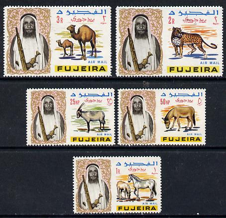 Fujeira 1965 set of 5 Animal vals from 'Birds & Animals' Air Mail set unmounted mint (between SG 40 & 46), stamps on , stamps on  stamps on animals