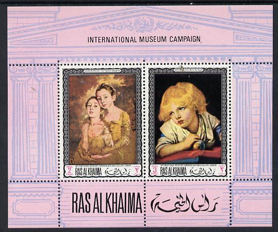 Ras Al Khaima 1968 Art - International Museums - National Gallery London perf m/sheet unmounted mint Mi BL 44A, stamps on , stamps on  stamps on arts, stamps on  stamps on gainsborough, stamps on  stamps on greuze