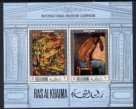 Ras Al Khaima 1968 Art - International Museums - Sao Paulo perf m/sheet unmounted mint Mi BL 45A, stamps on , stamps on  stamps on arts, stamps on  stamps on cezanne, stamps on  stamps on renoir