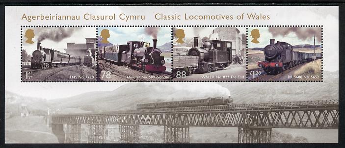 Great Britain 2014 Classic Locomotives of Wales perf m/sheet unmounted mint, stamps on , stamps on  stamps on railways