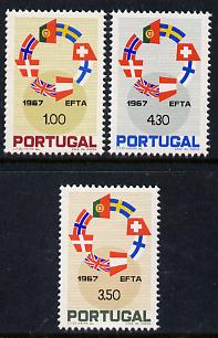 Portugal 1967 EFTA set of 3 unmounted mint, SG1329-31, stamps on flags    efta    europa