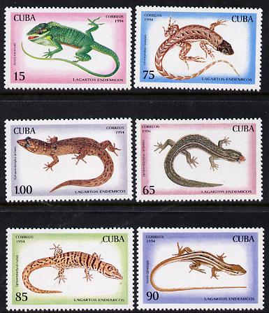 Cuba 1994 Lizards set of 6 unmounted mint, Mi 3792-97, stamps on , stamps on  stamps on animals    reptiles   lizards