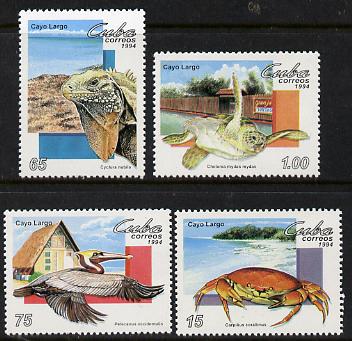 Cuba 1994 Cayo Largo (Crab, Lizard, Pelican & Turtle) set of 4 unmounted mint, Mi 3776-79, stamps on animals    birds    reptiles    turtles    lizards    marine-life    crab