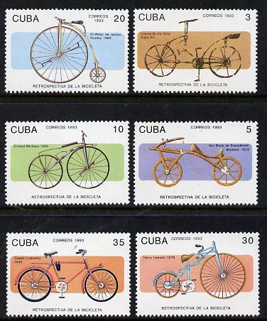 Cuba 1993 Bicycles set of 6 unmounted mint, Mi 3670-75, stamps on , stamps on  stamps on bicycles  