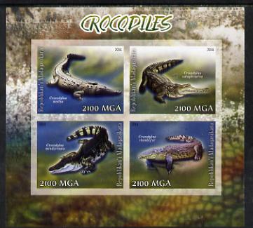 Madagascar 2014 Crocodiles imperf sheetlet containing 4 values unmounted mint, stamps on , stamps on  stamps on animals, stamps on  stamps on reptiles, stamps on  stamps on crocodiles