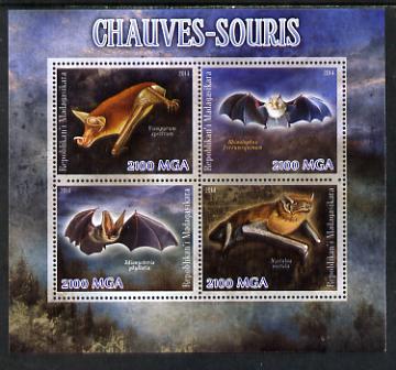 Madagascar 2014 Bats perf sheetlet containing 4 values unmounted mint, stamps on animals, stamps on mammals, stamps on bats