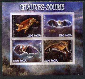 Madagascar 2014 Bats imperf sheetlet containing 4 values unmounted mint, stamps on animals, stamps on mammals, stamps on bats