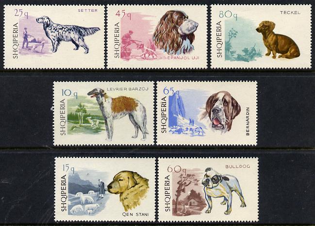 Albania 1966 Dogs set of 7 unmounted mint SG 1064-70, stamps on , stamps on  stamps on animals    dogs   borzoi   kuvasz   setter    spaniel    bulldog    st bernard    dachshund