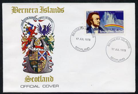 Bernera 1978 Richard Wagner imperf 5p on Official unaddressed cover with first day cancel, stamps on , stamps on  stamps on personalities, stamps on  stamps on composers, stamps on  stamps on music, stamps on  stamps on strauss, stamps on  stamps on operas, stamps on  stamps on opera, stamps on  stamps on rainbows