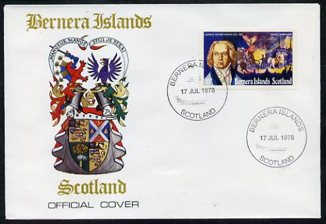 Bernera 1978 Ludwig Van Beethoven perf 40p on Official unaddressed cover with first day cancel, stamps on personalities, stamps on beethoven, stamps on opera, stamps on music, stamps on operas, stamps on composers, stamps on deaf, stamps on disabled, stamps on masonry, stamps on masonics