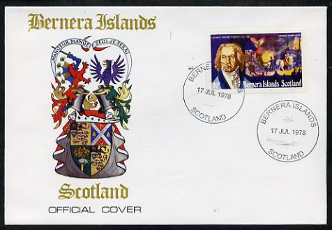 Bernera 1978 Ludwig Van Beethoven imperf 40p on Official unaddressed cover with first day cancel, stamps on personalities, stamps on beethoven, stamps on opera, stamps on music, stamps on operas, stamps on composers, stamps on deaf, stamps on disabled, stamps on masonry, stamps on masonics
