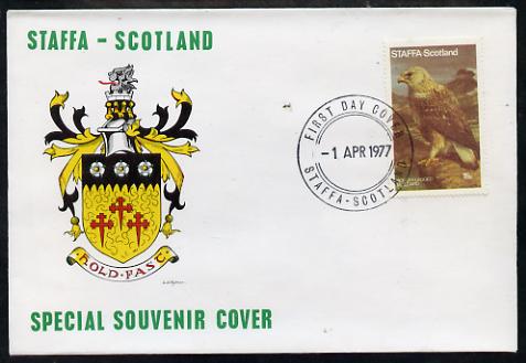 Staffa 1977 Rough Legged Buzzard perf 15p on Official unaddressed cover with first day cancel, stamps on , stamps on  stamps on birds, stamps on  stamps on birds of prey, stamps on  stamps on buzzard